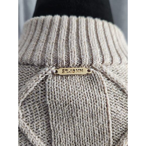 St. John Sport Beige Long Sleeve Zip Up Knit Sweater Cardigan Size P - Picture 5 of 9